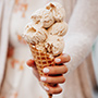 Hand dipped premium ice cream on a waffle cone